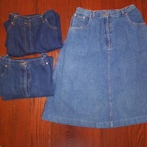 Denim midi skirts